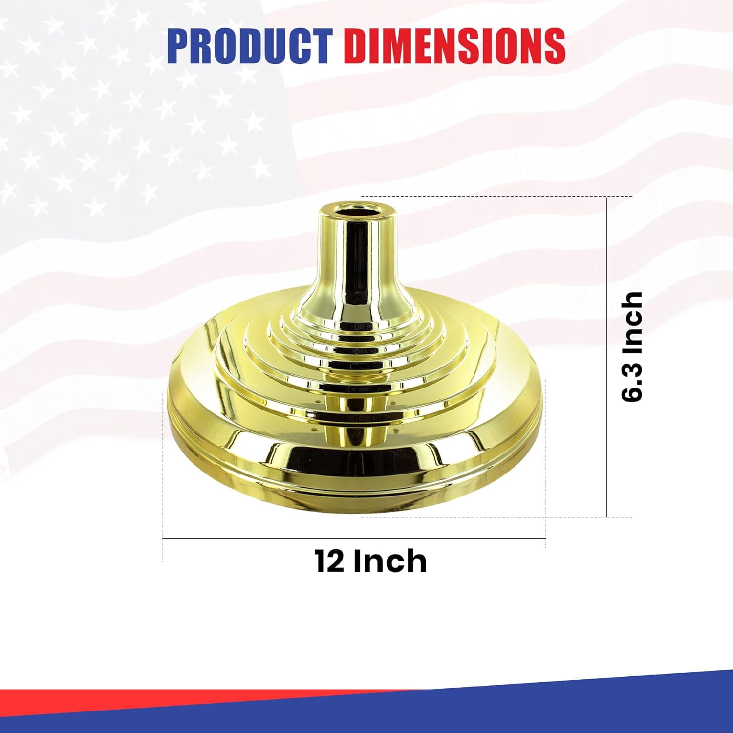 Super Tough Floor Stand Base for Indoor Flagpole - Metallic Gold | Durable ABS Plastic | Fits 1" to 1 1/4" Poles | Unweighted with Fillable Design | Easy Assembly with Elegant Gold Finish
