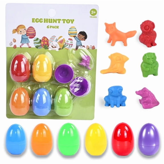 Easter Egg Surprise Toys, 12 Pack Plastic Easter Eggs with Mini Figure Inside, Handmade Craft Toys for Egg Hunt(A)