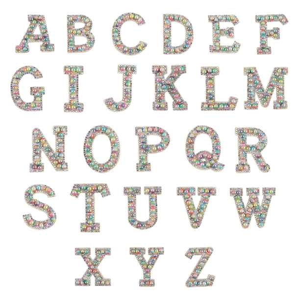 Etiqueta engomada de la perla de la ropa DIY del remiendo del sistema (colorido) Letra de la imitación de la perla Letra del rhinestone del remiendo Letra brillante de la perla Pegatinas del Aplique