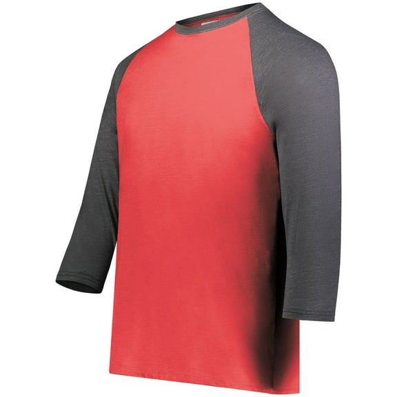 Augusta Sportswear 6879.26V.S Gameday Vintage 3 by 4 T-Shirt, Scarlet Heather & Carbon Heather - Small