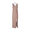 Adrianna Papell V-Neck Sleeveless Zipper Back Pleated Slit Side Metallic Dress-ROSE