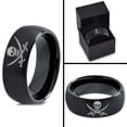 thumbnail image 4 of Tungsten Skull Crossbones and Swords Band Ring 8mm Men Women Comfort Fit Black Dome Brushed Polished, 4 of 4