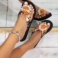 thumbnail image 3 of Rokment Women's Flower Platform Wedge Memory Foam Dress Slip on Flip Flops Boho Beach Sunflower Thongs Slides Sandals Casual Indoor Outdoor Vacation Slippers Black Size 6, 3 of 7