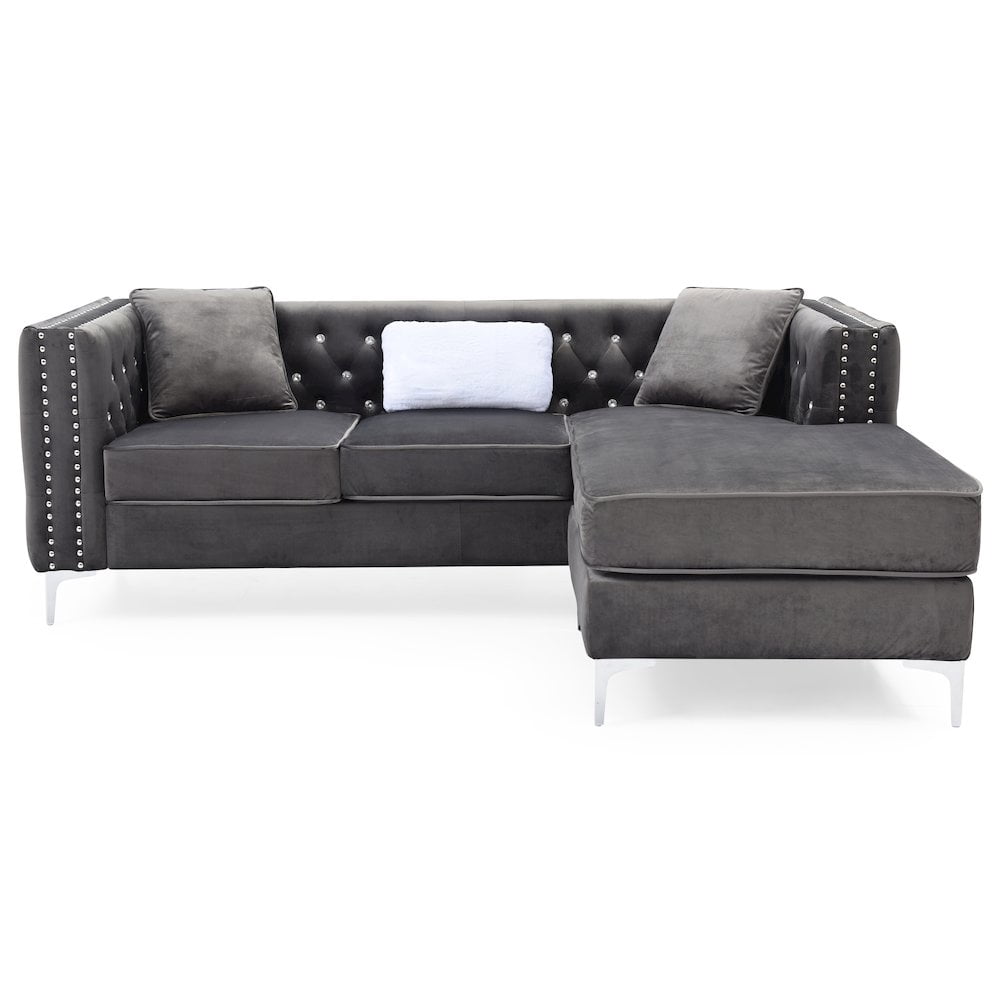 Glory Furniture Paige Sofa Chaise in Gray Color