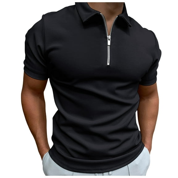 JTieacloth Summer Shirt for Mens Men's Short Sleeve T Shirt Summer Casual Solid Holiday Shirts Tops Black L