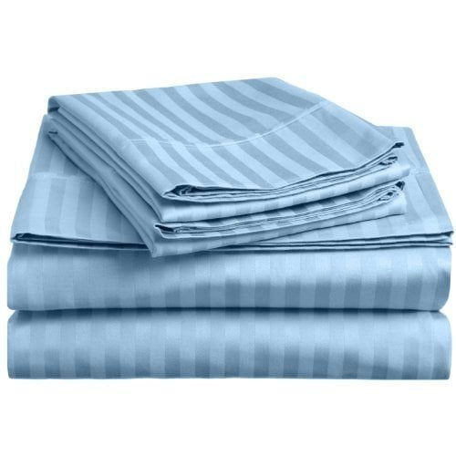 MÃ¥là ̧v Linen Série de Literie Ensemble de Draps pour Canapé-Lit (Rayure) Coton Égyptien 500 Fils Bleu Pâle (Format Double 54"x72"x 8 Pouces)