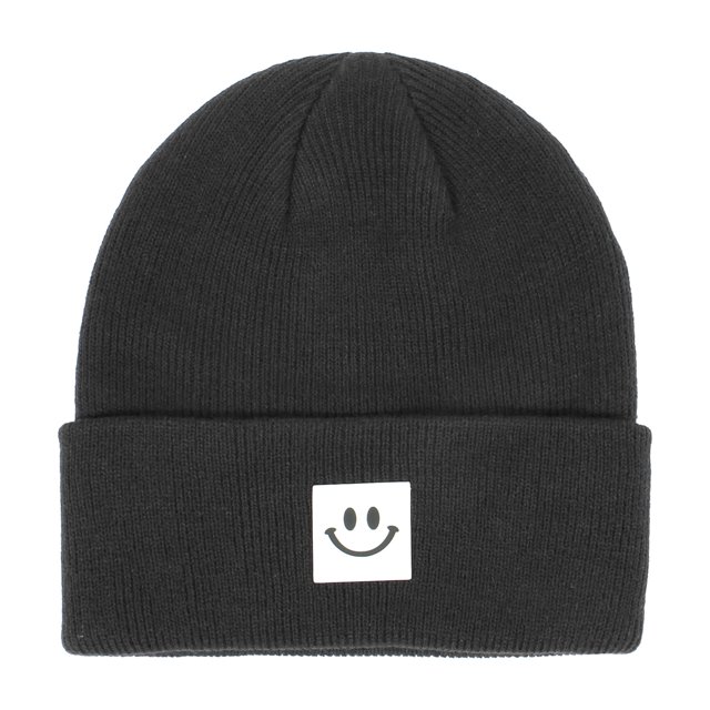 Gorro de punto para bebé, gorro de lana a juego, bonito gorro con estampado de emoticonos, gorro de otoño e invierno para niños
