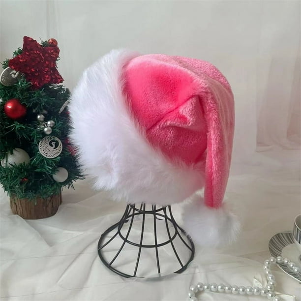 Gorro De Papá Noel Negro Con Borde De Pelo Grueso – Complemento De Felpa Para Navidad, Fiestas Y Disfraces De Adultos
