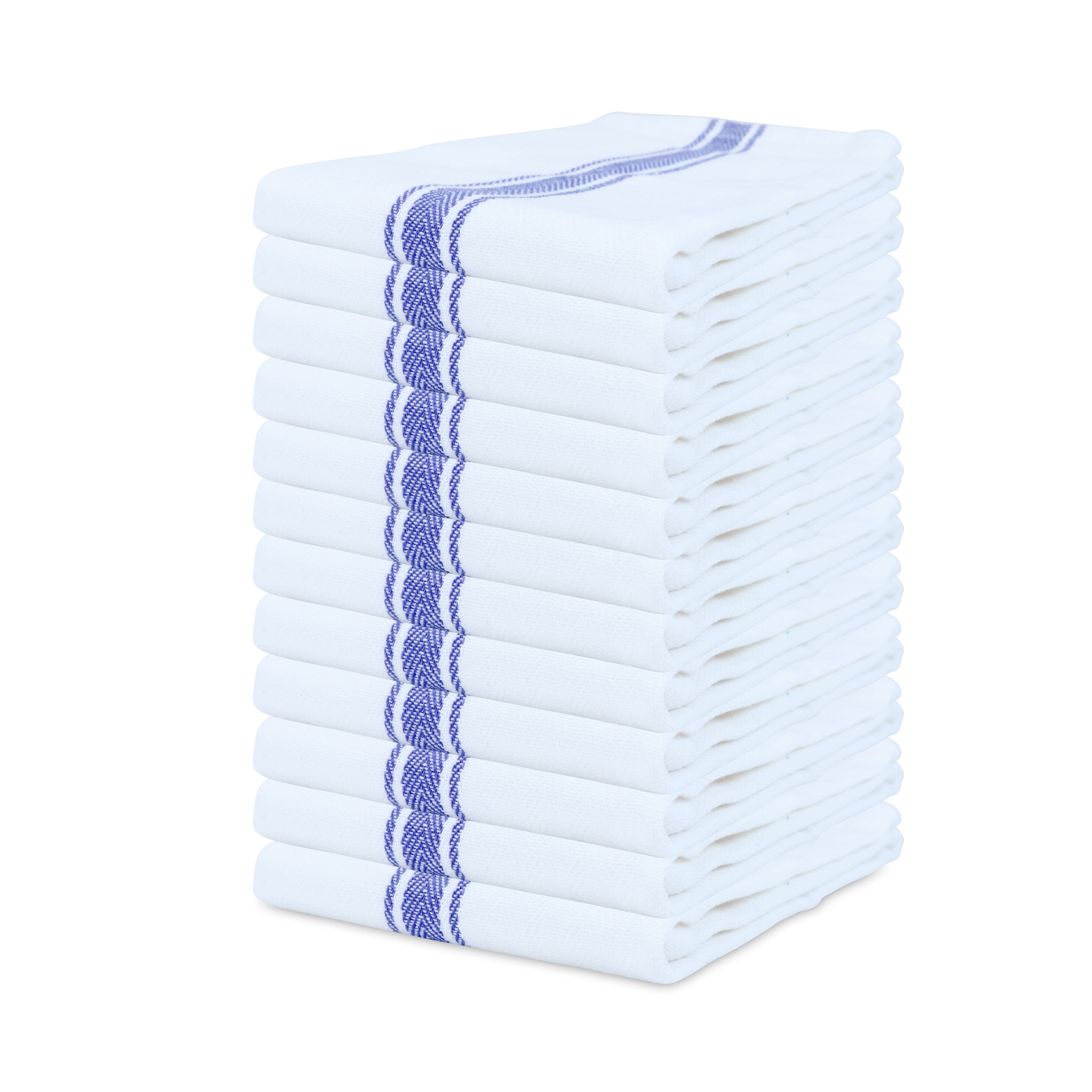 Arkwright Herringbone Kitchen Tea Towels, Pack of 12, White with Blue  Stripe, 100% Cotton, 15 x 25 in - Walmart.com