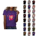 thumbnail image 1 of T-shirts pour Femmes de la Saint-Valentin 2026 Mode Manches Courtes Col Rond avec Cœur Graphique, 1 of 4