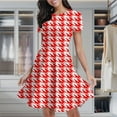 thumbnail image 2 of Aesthetic Red And White Ripple Women's Classic Swing Skater Dress Casual Work Party Cocktail Dresses, 2 of 6