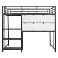 thumbnail image 3 of Full Size Loft Bed With Desk And Whiteboard, Metal Loft Bed With 3 Shelves And Ladder, Black, 3 of 9