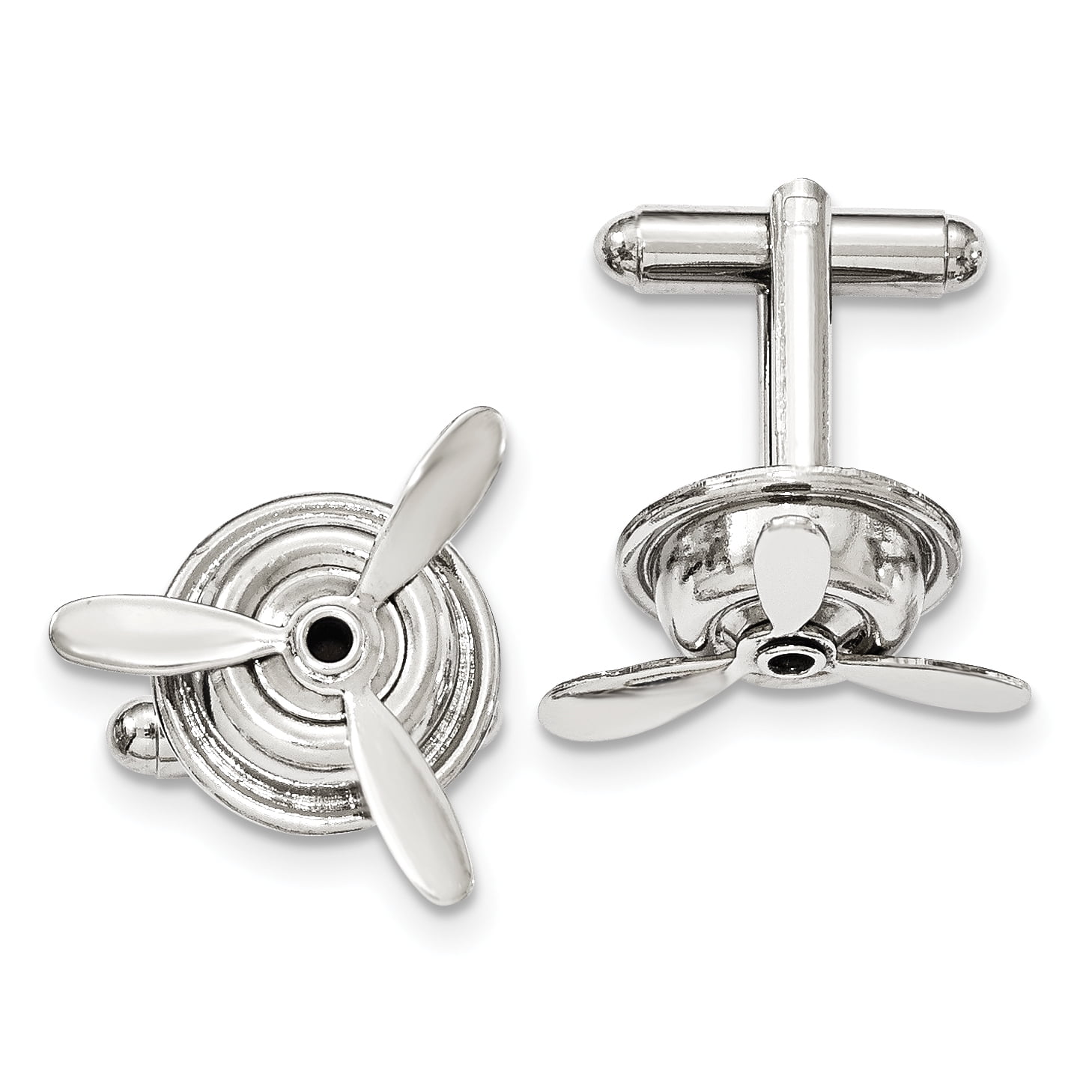 1928 Jewelry Silvertone Polished Moveable Propeller Cuff Links