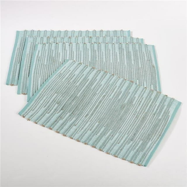 Saro Lifestyle 11735.A1319B 13 x 19 in. Darya Rectangular Ribbed Design Placemat - Aqua, Set of 4