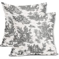 thumbnail image 2 of Black Toile Pillow Covers 20x20 Inch Set of 2 Black and White French Country Cotton Linen Decorative Throw Pillow Case English Cottage Vintage Cushion Cover for Bedroom Sofa Living Room Home Decor, 2 of 7