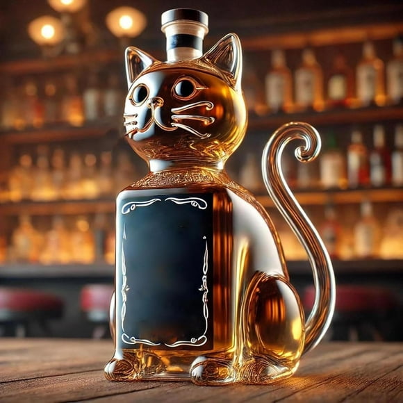 Whiskey Bottles Premium Whiskey Bottles Cat Decanter Unique Glass Decanter for Whiskey Decanter Set, Gifts for Men Dad, Fun Bar Decoration and Gift for Whiskey Lovers (Pink)