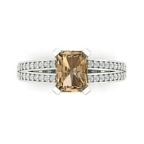 Solitaire with Accents Engagement Ring for Women - 2.35ct Simulated Champagne Diamond in 18K White Gold Promise Ring