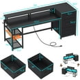 thumbnail image 2 of 59" Office Desk with Drawers, Reversible Computer Desk with File Drawers & Storage, Gaming Desk with LED Lights & Power Outlet, Home Office Desks for Printer, Black, 2 of 7