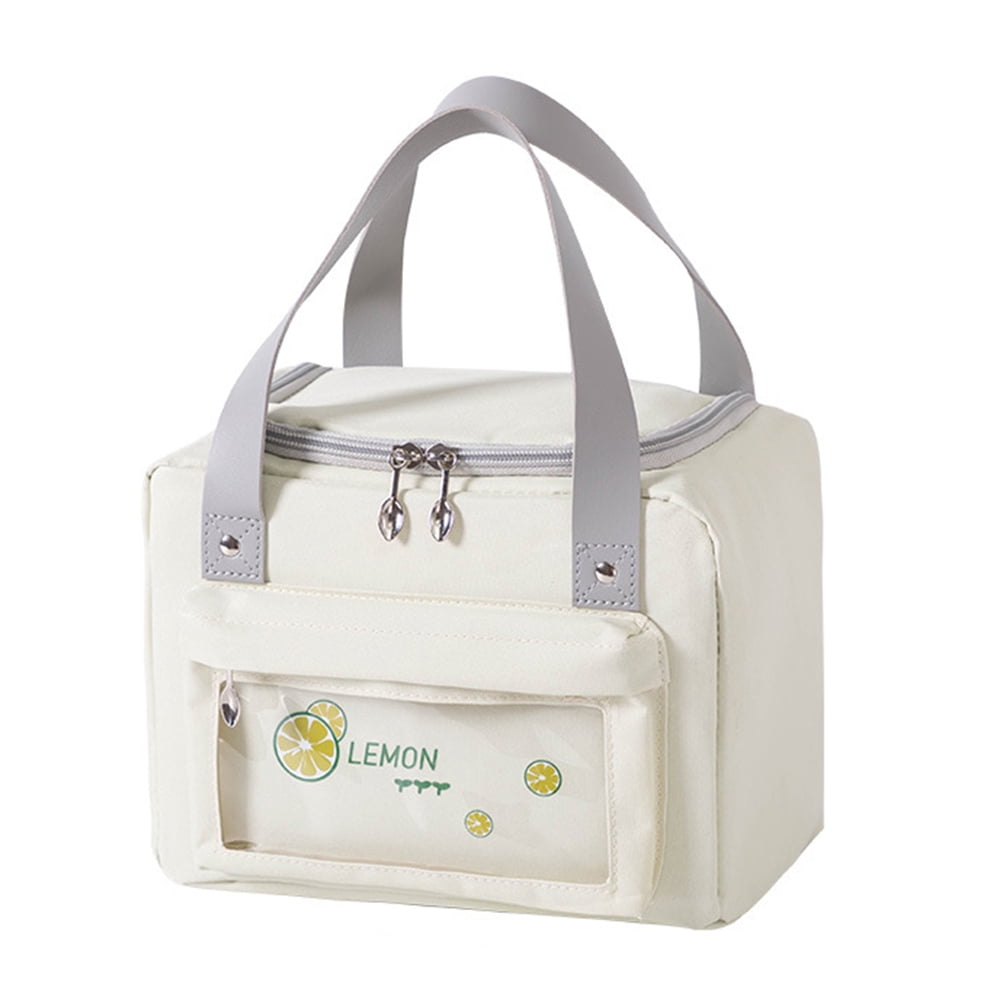 Reusable Lunch Box Women Insulated Cooler Thermal Lunch Bag,Beige