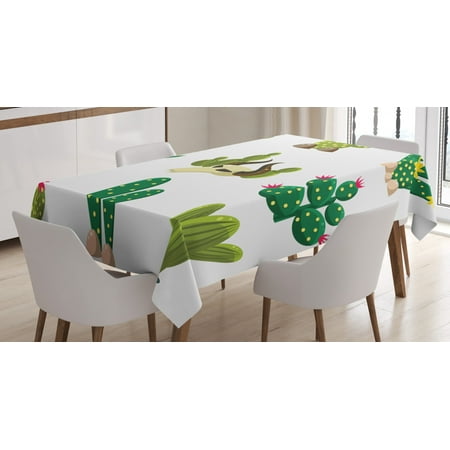 

Cactus Decor Tablecloth Mexican South Desert Animals Cactus Plants Skeletons Flowers Cartoon Image Rectangular Table Cover for Dining Room Kitchen 60 X 90 Inches Multicolor by Ambesonne