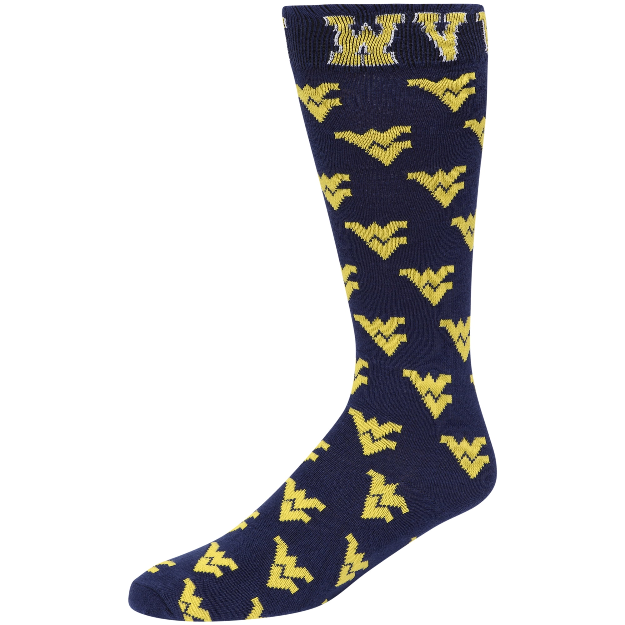 West Virginia Mountaineers Blue Dress Sock - Donegal Bay - Unisex - One Size - Mid-Calf