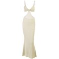 thumbnail image 1 of Dress, Women Solid Color Cutout Spaghetti Straps Backless Cotton Bodycon Maxi for Banquet, 1 of 8