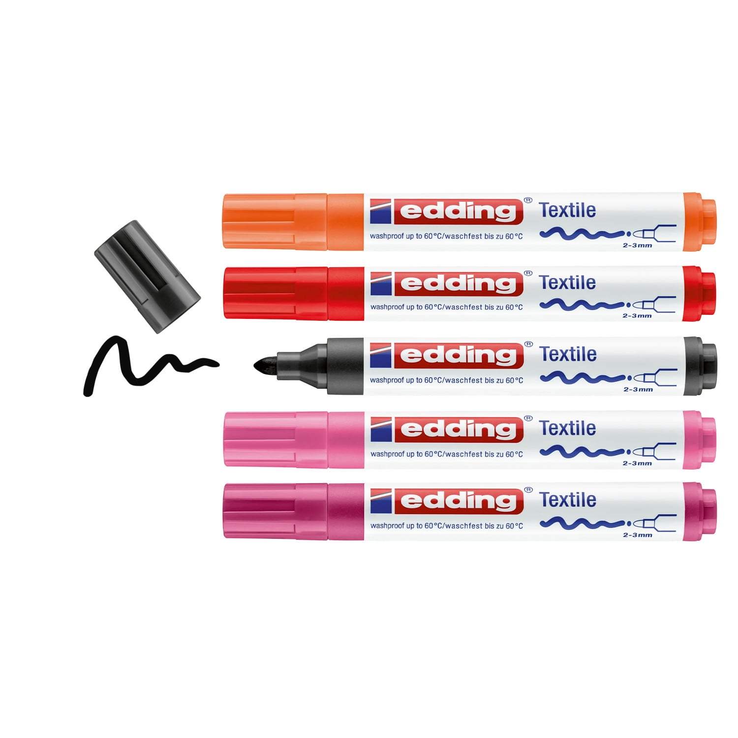 edding 4500 Textile Marker Set, 5-Colors, Warm