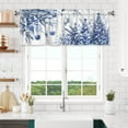 thumbnail image 2 of Christmas Tree Kitchen Valance Curtains Blue and White Chinoiserie Xmas Valence Curtain Winter Windows Treatments Rod Pocket for Bedroom Bathroom Decor 18x54 Inch, 2 of 7