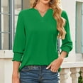 thumbnail image 4 of Blczomt 3/4 Sleeve Tops for Women Trendy Plain Dressy Shirts Formal Green Solid Color 2025 Womens Shirts Casual, 4 of 8