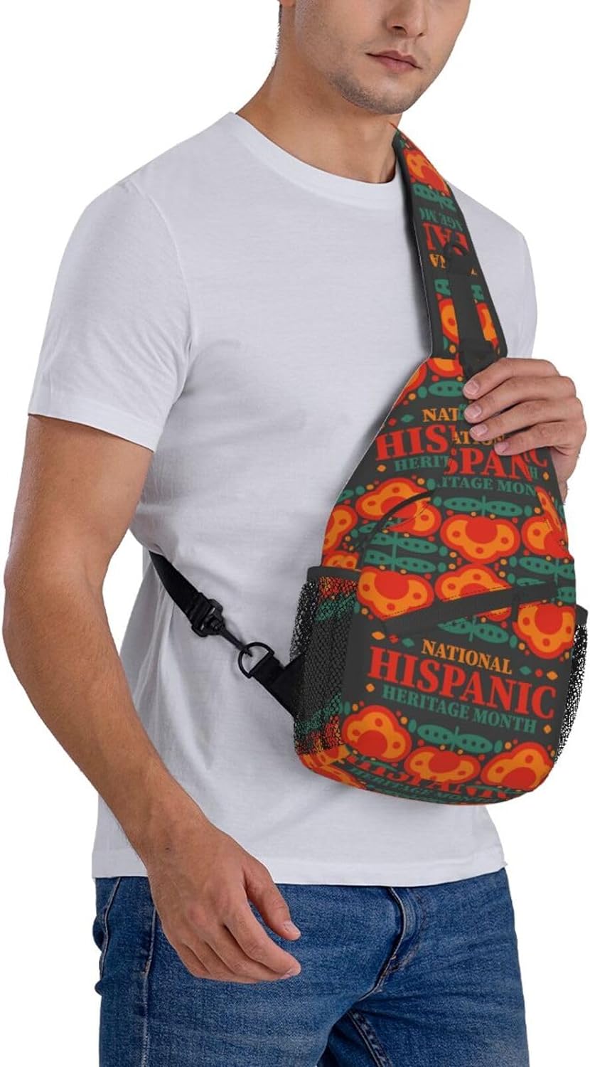 Mes Nacional De La Herencia Hispana Hispanic Heritage Month Sling Bag Crossbody Hiking Travel Chest Bags Backpack Shoulder Daypack for Women Men