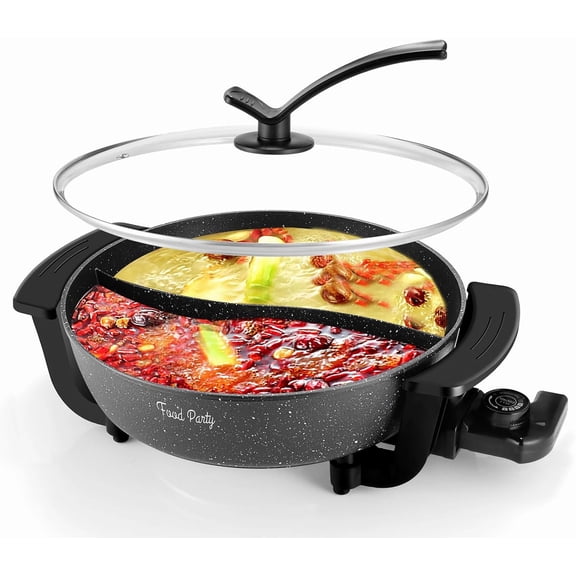 Hot Pot Elektrisch Hotpot Topf 6L Elektrischer Kochtopf 220V 1200W Doppelseitig Elektrische Wok mit Deckel Chinesischer Hot Pot Fondue