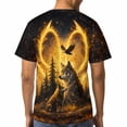 thumbnail image 6 of LAOLIUSN Men's Bald Eagle Wolf Graphic T-Shirt, Lightning 3D Print Short Sleeve Crewneck Tees, 6 of 7