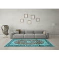 thumbnail image 3 of Ahgly Company Indoor Round Medallion Light Blue Traditional Area Rugs, 4' Round, 3 of 4