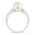 thumbnail image 2 of ANGARA South Sea Cultured Pearl Ring with Pave-Set Diamonds in 14K White Gold for Women | June Birthstone, Birthday, Anniversary, Jewelry Gift for Women | Pearl Ring, 2 of 8