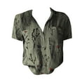 thumbnail image 4 of Bovemsi Women Cotton Shirt Printed Fashion Down Shirts Casual Tops Short Sleeve Blouse, Green Women's Summer Shirts, 4XL, 4 of 4