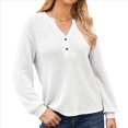 thumbnail image 2 of Blusas Tipo Suéter de Larga Informales con Cuello en V y Cuello de Gofre para Mujer S, 2 of 9