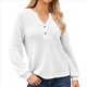thumbnail image 2 of Blusas Tipo Suéter de Larga Informales con Cuello en V y Cuello de Gofre para Mujer M, 2 of 9