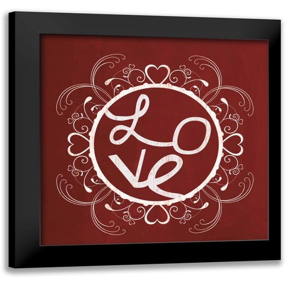 Gibbons, Lauren 12x12 Black Modern Framed Museum Art Print Titled - Red Chalk Love