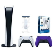 Sony Playstation 5 Digital Edition Console with Extra Purple Controller, Media Remote and Surge PowerPack Battery Pack & Charge Cable Bundle