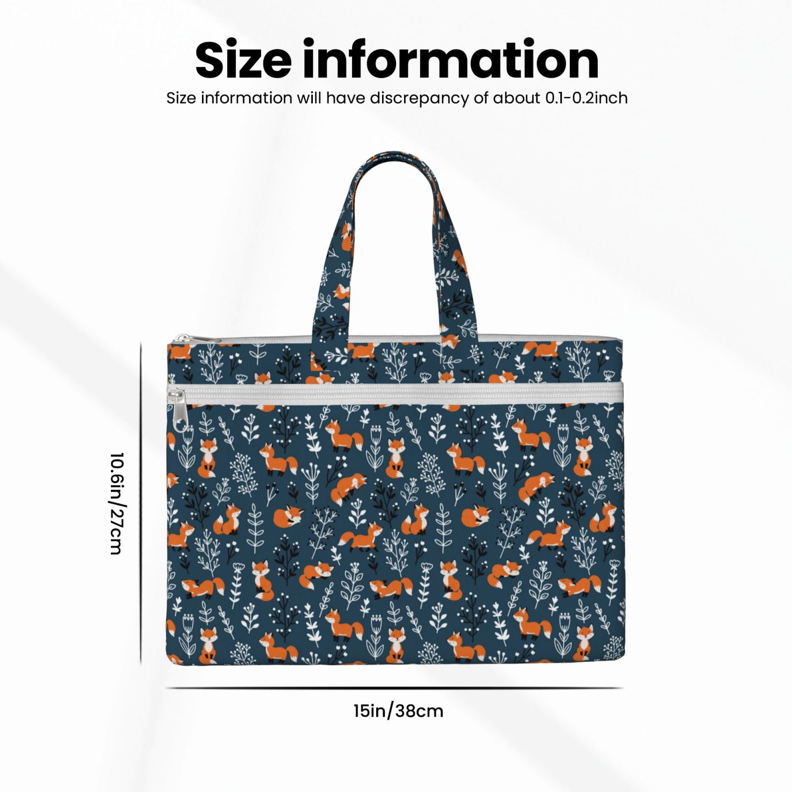 Kdxio cute fall fox File Tote Document Bag Business Briefcase Bag Document Organizer Tote Briefcase for Letter A4 Files Business Teacher Office Bag