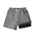 thumbnail image 2 of Zpanxa Boys 2-in-1 Quick Dry Shorts with Inner Liner Drawstring Pockets Age 7 Years, 2 of 9