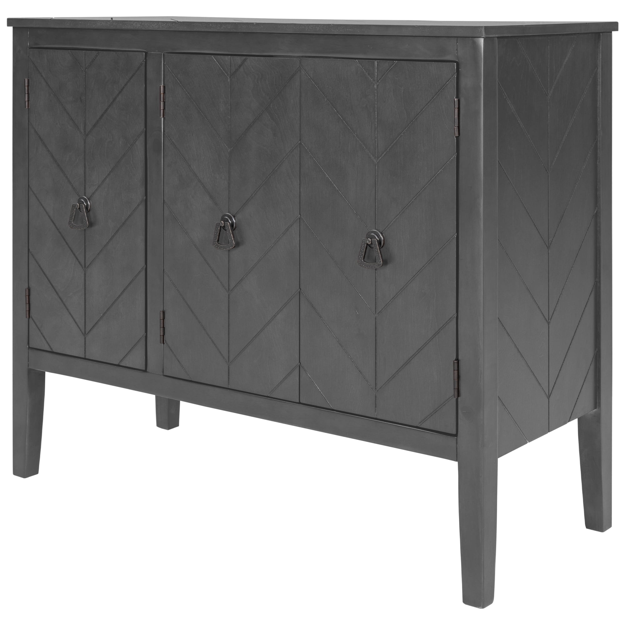 Harper & Bright Designs Wooden Accent Storage Cabinet, Console Table with Adjustable Shelf and 3 Antique Doors, Modern Sideboard Buffet Storage Cabinet for Entryway, Living Room, Bedroom, Gray