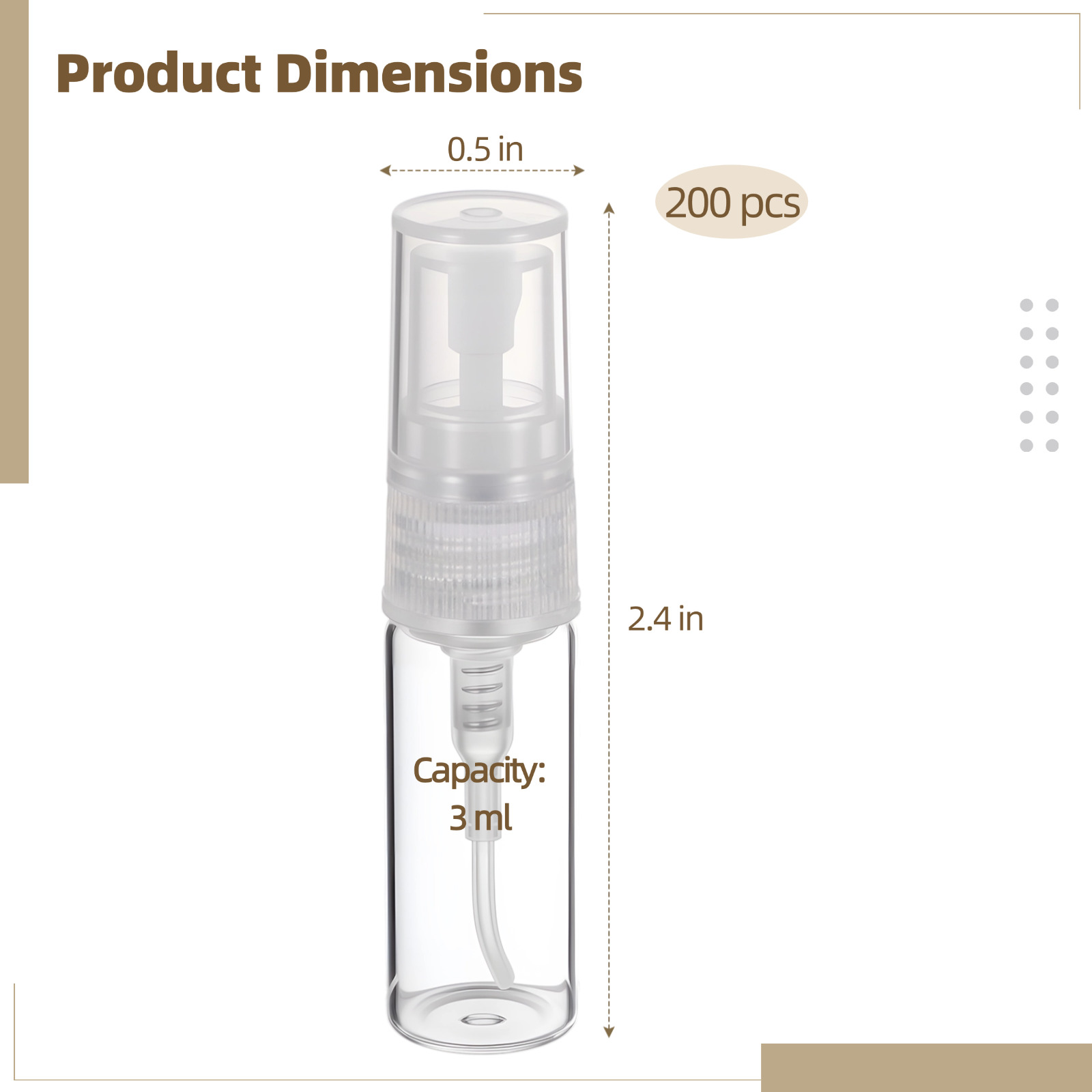200PCS 3ml Spray Bottles, Mini Clear Glass Perfume Bottles, Portable Refillable Spray Containers, Fine Mist Spray Empty Essential Oil Spray Bottles, Fragrance Sample Atomizer for Home Travel