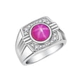 thumbnail image 3 of RYLOS Mens Rings Sterling Silver Designer Round Gemstone &  Sparkling Diamond Ring Star Ruby July Birthstone Rings For Men, Men's Rings, Silver Rings, Sizes 8 - 13, 3 of 7