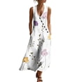 thumbnail image 2 of Guieoi Summer Dresses for Women Plus Size for Beach Vacation Floral Printed Flowy Casual Midi Dress Sleeveless V-neck Multicolor L, 2 of 8