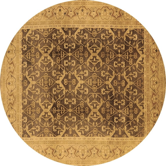 Ahgly Company Indoor Round Oriental Brown Traditional Area Rugs, 6' Round