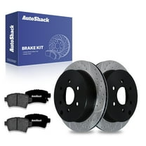 AutoShack 11.25" (285.7 mm) Rear Vented Drilled & Slotted Brake Rotors E-Coated   Premium Ceramic Brake Pads | Replacement for 2005-2025 Nissan Frontier | 6-PC Brake Kit | ShadowGuard