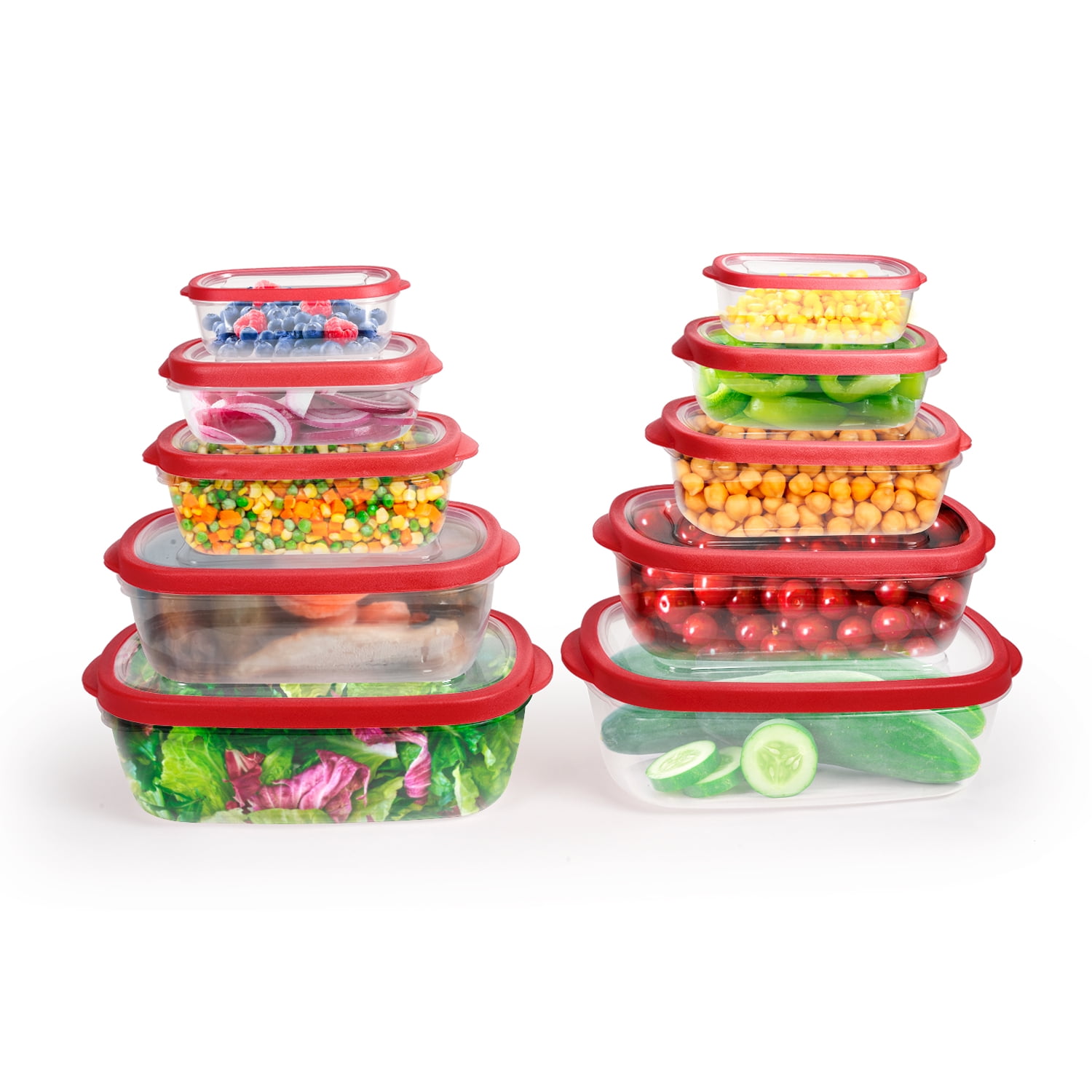  BERAJASTORE plastic food containers with lids - 3pcs fridge  storage containers - toppers ware - Reusable & Leftover Lunch Boxes: Home &  Kitchen