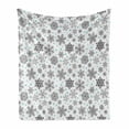 thumbnail image 1 of Snowflake Soft Flannel Fleece Blanket, Lace Style Arrangement of Snowflakes Winter Season Christmas Illustration, Cozy Plush for Indoor and Outdoor Use, 70" x 90", Blue Black White, by Ambesonne, 1 of 6