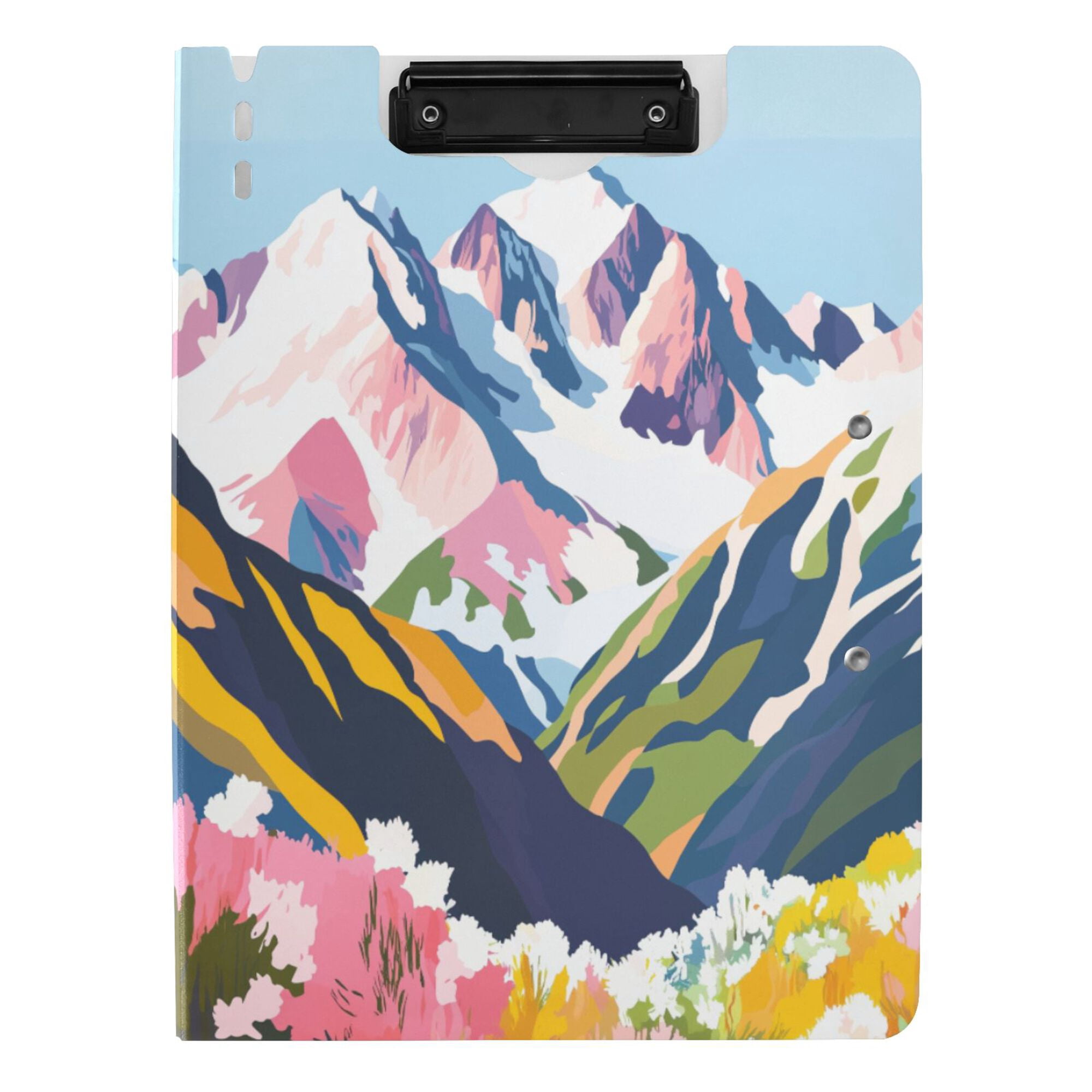 FORMRS A4 Clipboard Folder with Pen Holder Horizontal Foldable School Office Binder, Abstract Mountain